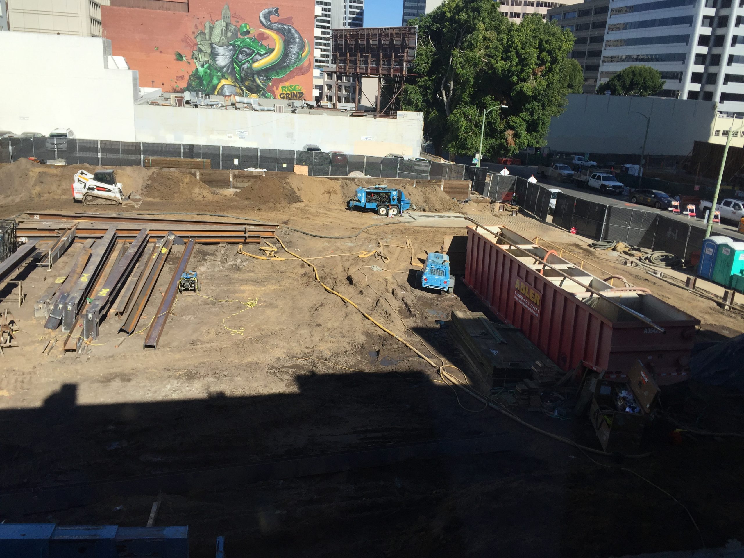 A construction zone for a new parking garage